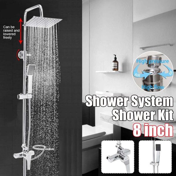 bathroom shower sets 8" rainfall head faucet wall mounted system bath kit 3 in 1 rotate tub spout silver mixer tap
bathroom shower sets 8" rainfall head faucet wall mounted system bath kit 3 in 1 rotate tub spout silver mixer tap