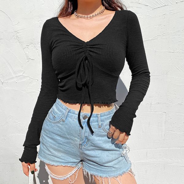 ribbed v neck white cropped t-shirt ladies long sleeve cotton tshirts women ruched tie front t shirt tees
ribbed v neck white cropped t-shirt ladies long sleeve cotton tshirts women ruched tie front t shirt tees