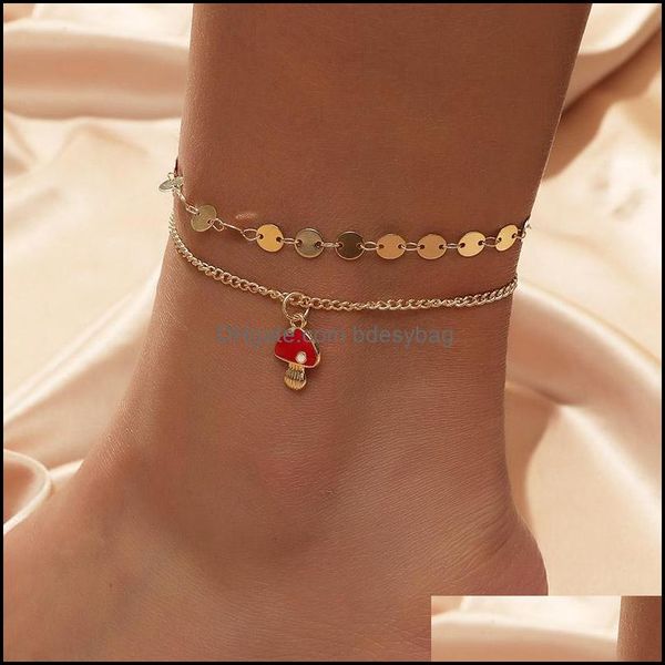 jewelry2pcs/set simple gold color metal chain for women girls cute red enamel mushroom pendants anklets beach style jewelry drop delivery 20, Red;blue
jewelry2pcs/set simple gold color metal chain for women girls cute red enamel mushroom pendants anklets beach style jewelry drop delivery 20, Red;blue