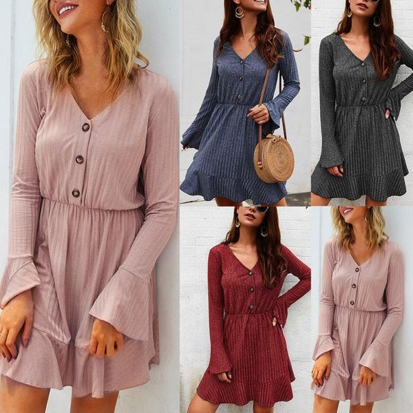 casual dresses women flare sleeve ruffle dress button down v neck lightweight ladies autumn vestidos femme knee length loose midi, Black;gray
casual dresses women flare sleeve ruffle dress button down v neck lightweight ladies autumn vestidos femme knee length loose midi, Black;gray