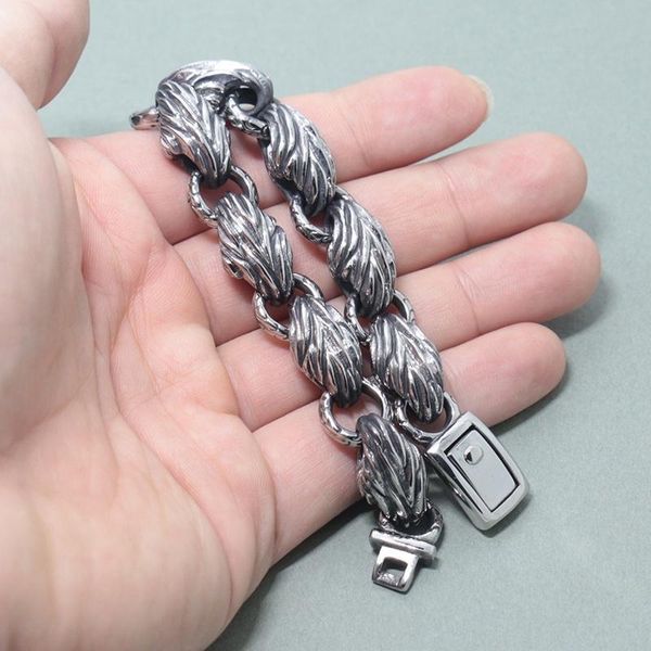 2020 new fashion 11mm vintage personalized leaf chain bracelet for men 316l stainless steel jewelry hipping, Black
2020 new fashion 11mm vintage personalized leaf chain bracelet for men 316l stainless steel jewelry hipping, Black