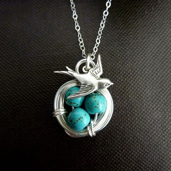 animal bird 925 silver turquoise pendant necklace jewelry chain easter eggs gift, Black
animal bird 925 silver turquoise pendant necklace jewelry chain easter eggs gift, Black