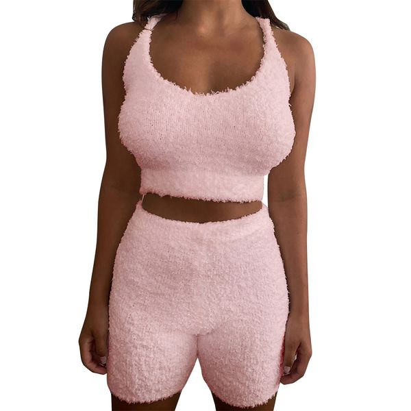 women 2 piece set casual short cozy fluffy lounge wear summer outfits crop shorts matching sets c34-bb16, White
women 2 piece set casual short cozy fluffy lounge wear summer outfits crop shorts matching sets c34-bb16, White