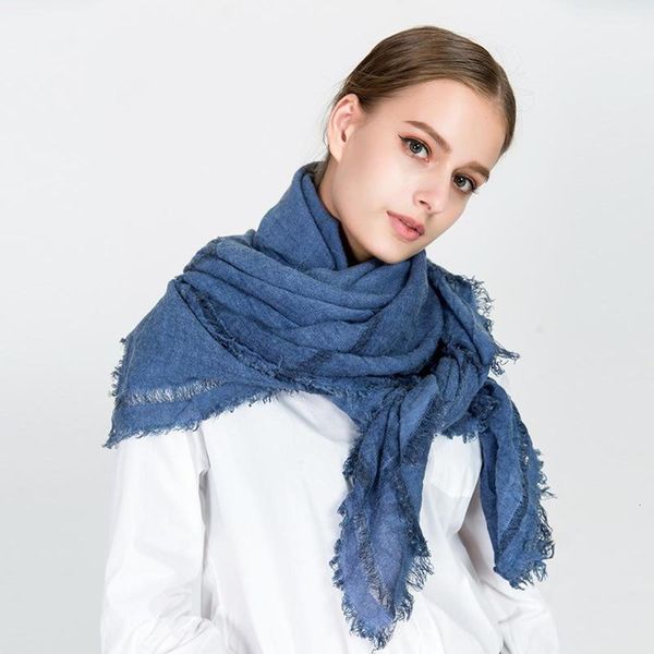 new pure color cotton and linen scarves in autumn and winter, Blue;gray 
new pure color cotton and linen scarves in autumn and winter, Blue;gray