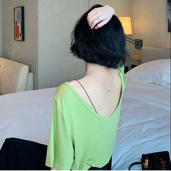 women's t-shirt 2021 fashion 5 / s slim t modal open back short sleeve summer girl korean loose student, White
women's t-shirt 2021 fashion 5 / s slim t modal open back short sleeve summer girl korean loose student, White