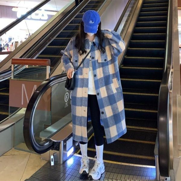women's wool & blends medium long design sense split coat plaid windbreaker autumn winter high wide tweed rac, Black
women's wool & blends medium long design sense split coat plaid windbreaker autumn winter high wide tweed rac, Black