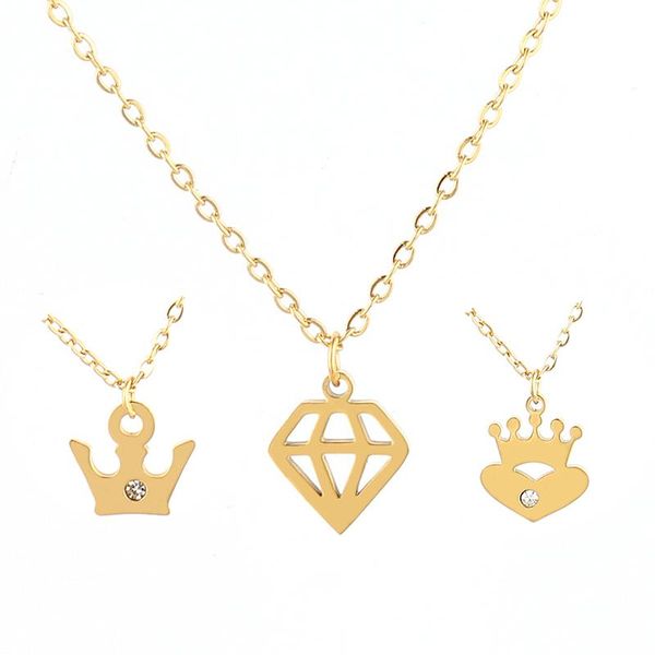 chains stainless steel necklace gold color crown women's pendant fashion female choker necklaces simple jewelry gifts, Silver
chains stainless steel necklace gold color crown women's pendant fashion female choker necklaces simple jewelry gifts, Silver
