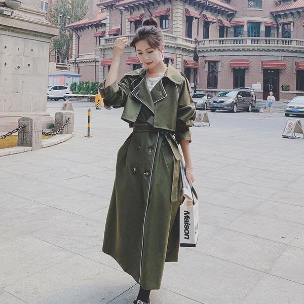 women's trench coats double breasted army green long coat for women spring autumn female elegant vintage korean loose belt windbreaker, Tan;black
women's trench coats double breasted army green long coat for women spring autumn female elegant vintage korean loose belt windbreaker, Tan;black