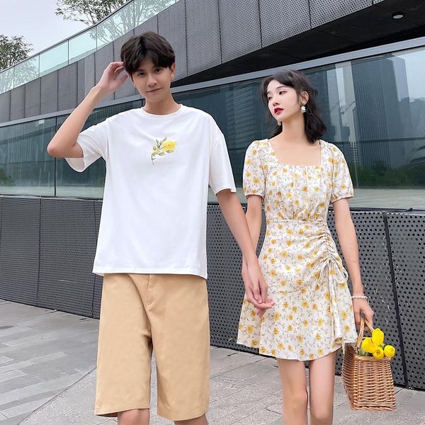 women's t-shirt couples summer dress temperament floral square collar drawstring clothes clothing, White
women's t-shirt couples summer dress temperament floral square collar drawstring clothes clothing, White