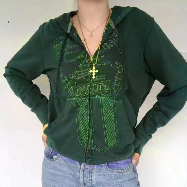 women hoodies with pockets 90s vintage graphic printed zipper coat e-girl sweatshirt green autumn fairy grunge, Black
women hoodies with pockets 90s vintage graphic printed zipper coat e-girl sweatshirt green autumn fairy grunge, Black