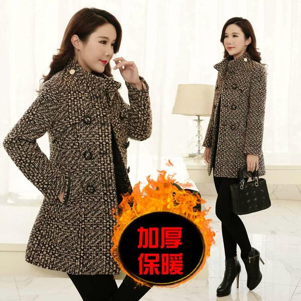 women's wool & blends 2021 winter woolen coat women autumn korean jacket plaid slim casual double breasted long coats female hj1, Black
women's wool & blends 2021 winter woolen coat women autumn korean jacket plaid slim casual double breasted long coats female hj1, Black