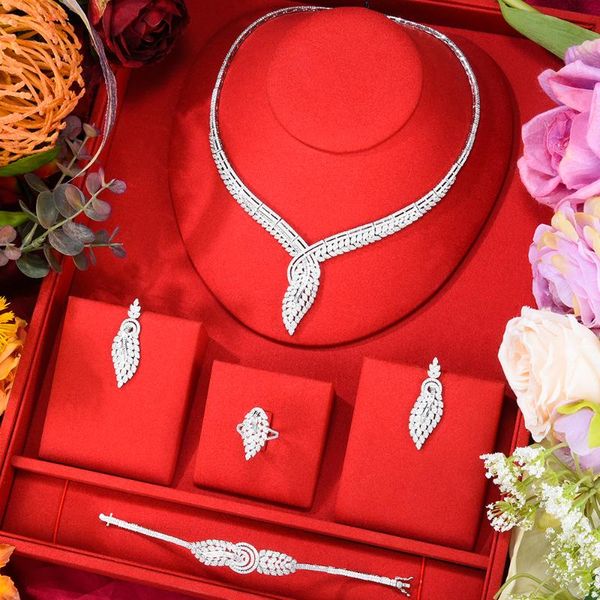 earrings & necklace kellybola noble exclusive bracelet ring 4pcs dubai women bride wedding engagement zircon fashion jewelry set, Silver
earrings & necklace kellybola noble exclusive bracelet ring 4pcs dubai women bride wedding engagement zircon fashion jewelry set, Silver
