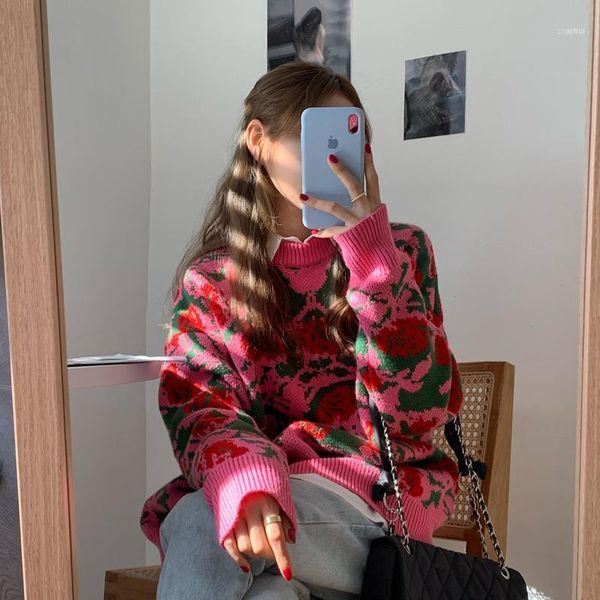 superaen vintage rose jacquard print o neck full knit loose slim coat woman sweaters1, White;black
superaen vintage rose jacquard print o neck full knit loose slim coat woman sweaters1, White;black