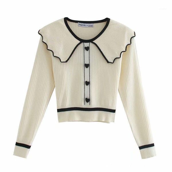 women's sweaters women sweet fashion with heart buttons cropped knitted sweater vintage long sleeve patchwork female pullovers chic, White;black
women's sweaters women sweet fashion with heart buttons cropped knitted sweater vintage long sleeve patchwork female pullovers chic, White;black