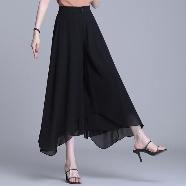 women's pants & capris women fashion elegant summer high waisted black wide leg skirts ladies loose plus size casual irregular trousers, Black;white
women's pants & capris women fashion elegant summer high waisted black wide leg skirts ladies loose plus size casual irregular trousers, Black;white