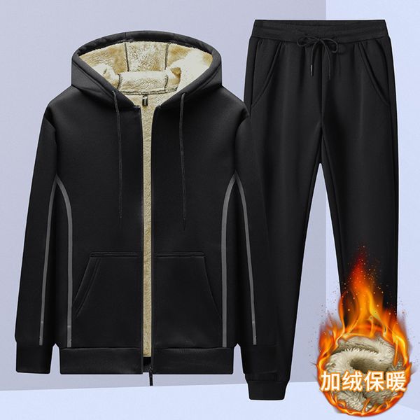 men's winter thickened lamb cashmere leisure sports suit youth loose hooded two-piece set fashion men's wear, Gray
men's winter thickened lamb cashmere leisure sports suit youth loose hooded two-piece set fashion men's wear, Gray