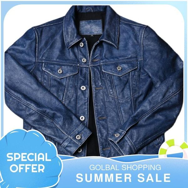 men's leather & faux 2021 vintage blue casual style genuine jacket men single breasted large size 4xl real natural cowhide spring short, Black
men's leather & faux 2021 vintage blue casual style genuine jacket men single breasted large size 4xl real natural cowhide spring short, Black