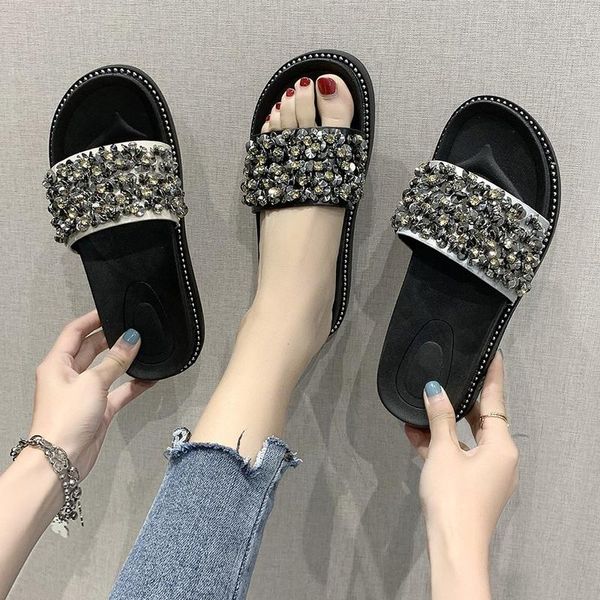 slippers women shoes 2021 fashion comfy womans slipper rhinestone peep toe girls student mules wear resitant non-slip female sliders, Black
slippers women shoes 2021 fashion comfy womans slipper rhinestone peep toe girls student mules wear resitant non-slip female sliders, Black