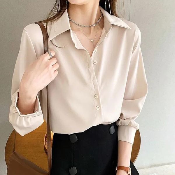 women's blouses & shirts chic collar formal olchiffon shirt women fashion elegant button up long sleeve blouse ladies 2021 sping autumn, White
women's blouses & shirts chic collar formal olchiffon shirt women fashion elegant button up long sleeve blouse ladies 2021 sping autumn, White