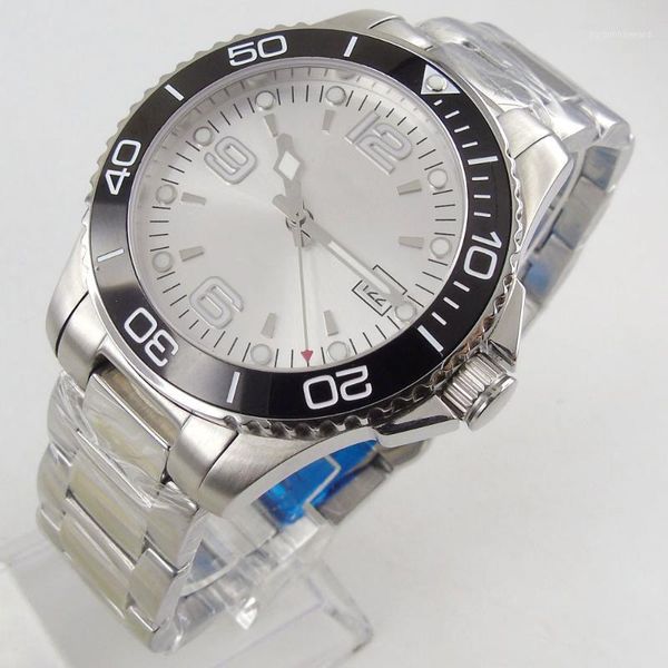 wristwatches 40mm sterile silver dial sapphire glass date miyota 8215 luminous black ceramic bezel automatic mechanical men's watch, Slivery;brown
wristwatches 40mm sterile silver dial sapphire glass date miyota 8215 luminous black ceramic bezel automatic mechanical men's watch, Slivery;brown