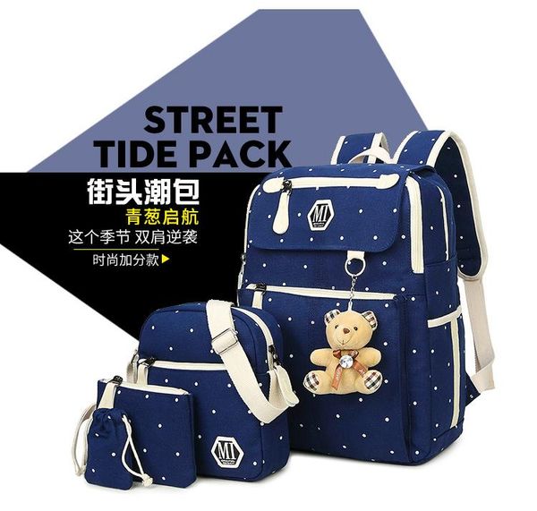 school bags women canvas 4pcs/set backpacks college schoolbag fashion plecak for teenager girl and boys rucksack moclila shoulder bag
school bags women canvas 4pcs/set backpacks college schoolbag fashion plecak for teenager girl and boys rucksack moclila shoulder bag