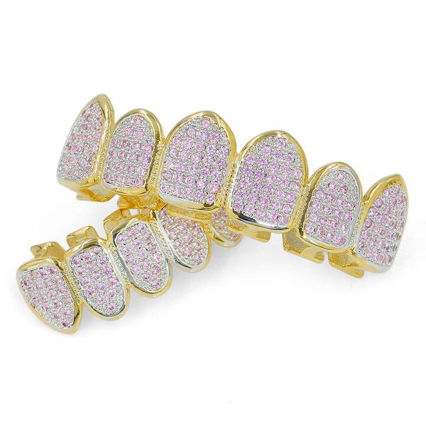 hiphop gold teeth grilllz all iced out micro pave pink cz stones women's bottom grills set, Black
hiphop gold teeth grilllz all iced out micro pave pink cz stones women's bottom grills set, Black