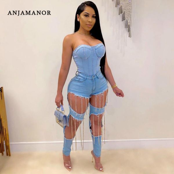 women's jeans anjamanor rhinestones chain tassel high waisted ripped for women hollow out skinny denim pencil pants d35-di39, Blue
women's jeans anjamanor rhinestones chain tassel high waisted ripped for women hollow out skinny denim pencil pants d35-di39, Blue