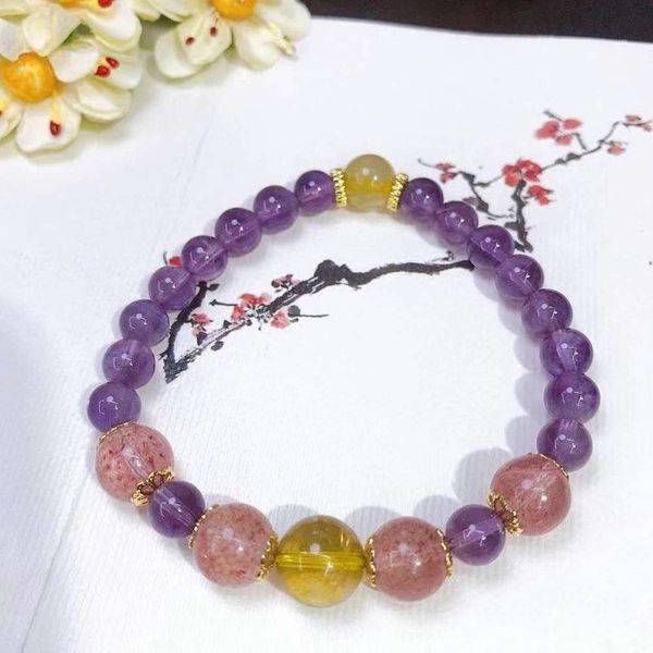 natural amethyst bracelet. bracelet with blonde crystal. strawberry crystal. small running volume, fresh summer wind, Black
natural amethyst bracelet. bracelet with blonde crystal. strawberry crystal. small running volume, fresh summer wind, Black