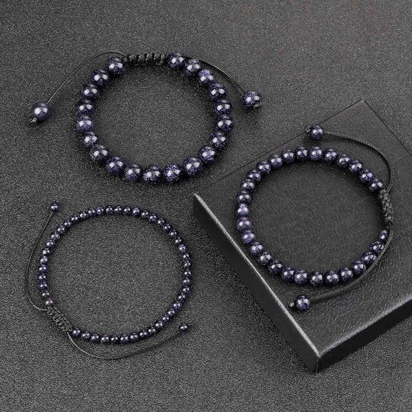 4 6 8mm blue sandstone beads bracelets & bangles for women men handmade natural stone braided bracelet shining wrist jewelry, Golden;silver
4 6 8mm blue sandstone beads bracelets & bangles for women men handmade natural stone braided bracelet shining wrist jewelry, Golden;silver