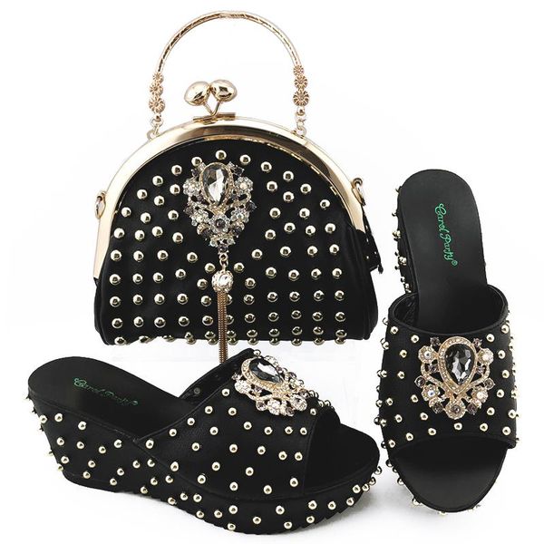 dress shoes summer arrivals african design and bag with shinning in rivets for wedding italian fashion women, Black
dress shoes summer arrivals african design and bag with shinning in rivets for wedding italian fashion women, Black