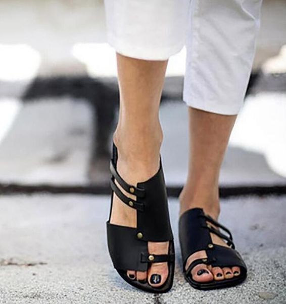 sandals pu leather summer women casual plus size 41 42 43 leisure beach shoes woman slip-on flat heels rivet, Black
sandals pu leather summer women casual plus size 41 42 43 leisure beach shoes woman slip-on flat heels rivet, Black