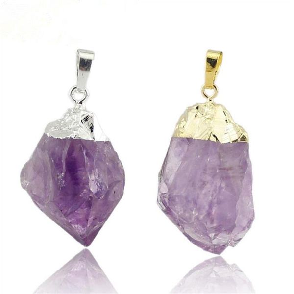 charms natural raw amethysts irregular pendant for girl necklace purple small lovely stone gold point women jewelry making, Bronze;silver
charms natural raw amethysts irregular pendant for girl necklace purple small lovely stone gold point women jewelry making, Bronze;silver