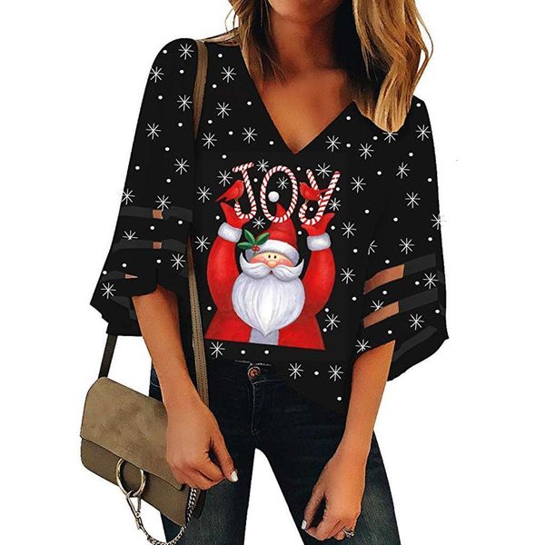 vintage christmas blouse shirts womens v neck mesh trumpet sleeves loose christmas santa claus print blusa feminina 45, White
vintage christmas blouse shirts womens v neck mesh trumpet sleeves loose christmas santa claus print blusa feminina 45, White