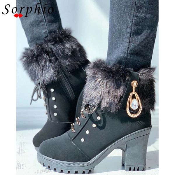 boots sorphio female butterfly knot winter women shoes zipper crystal high heels flock round toe ankle, Black
boots sorphio female butterfly knot winter women shoes zipper crystal high heels flock round toe ankle, Black