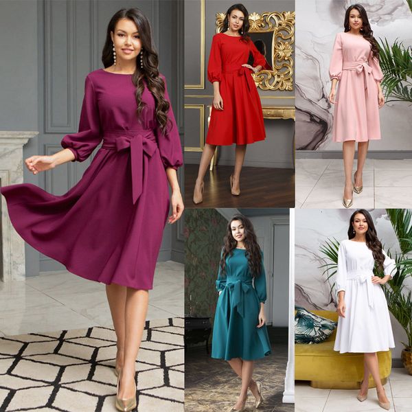 2021 new autumn bandage party vintage bow tie women ladies lantern sleeve o neck elegant fashion knee length ecyf, Black;gray 
2021 new autumn bandage party vintage bow tie women ladies lantern sleeve o neck elegant fashion knee length ecyf, Black;gray