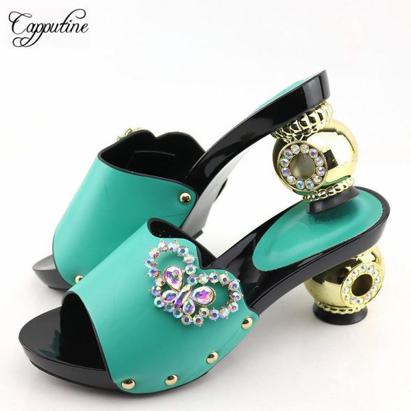 dress shoes est african women pu with rhinestone woman slipper summer style middle heels comfortable for party, Black
dress shoes est african women pu with rhinestone woman slipper summer style middle heels comfortable for party, Black