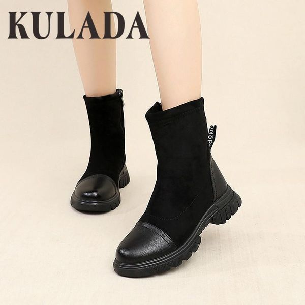 boots kulada women zippers thick fur warm ankle winter suede leather femal low heels sole shoes, Black
boots kulada women zippers thick fur warm ankle winter suede leather femal low heels sole shoes, Black
