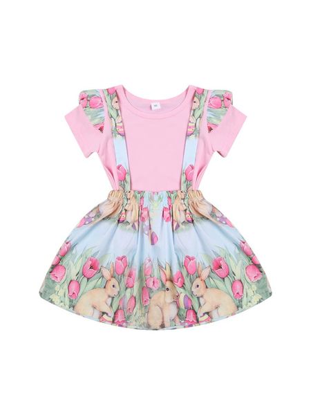 clothing sets girl's two piece set children's crew neck solid short sleeve easter print straps skirt suit for toddlers, White
clothing sets girl's two piece set children's crew neck solid short sleeve easter print straps skirt suit for toddlers, White