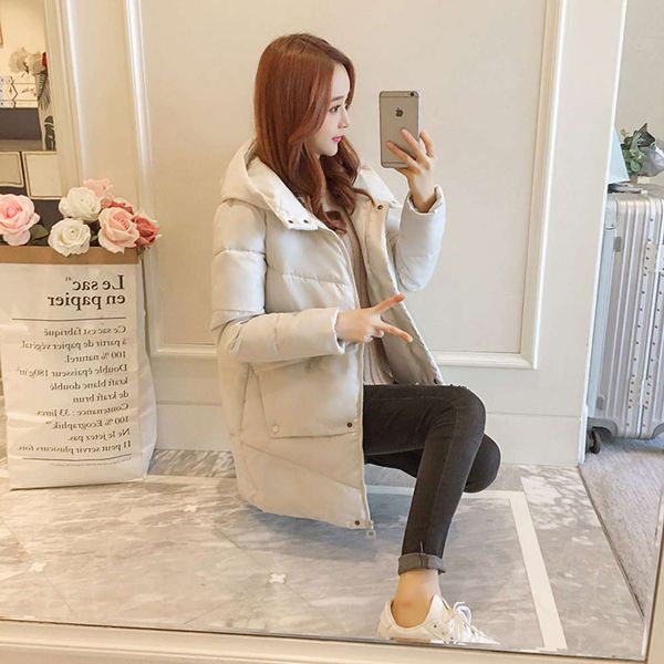 winter chic cotton padded jacket thickened down medium long loose women's fashion, Black 
winter chic cotton padded jacket thickened down medium long loose women's fashion, Black