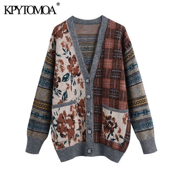 kpytomoa women fashion loose jacquard knitted cardigan sweater vintage long sleeve pockets female outerwear chic 210930, White;black
kpytomoa women fashion loose jacquard knitted cardigan sweater vintage long sleeve pockets female outerwear chic 210930, White;black