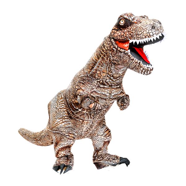 mascot doll costume fancy dinosaur inflatable costume for halloween dino suit carnival party dress christmas t-rex blow up jumpsuit, Red;yellow