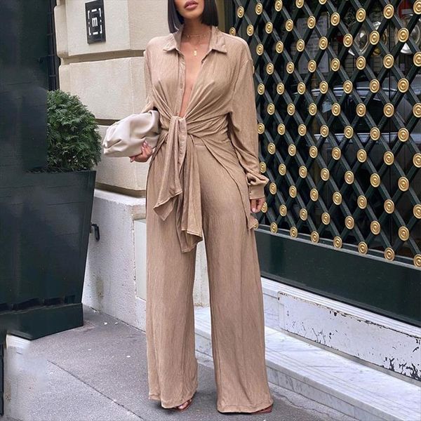 work wear casual suit womenpant sets loose solis turn down collar long sleeve button tie front blouse amp wide leg, White
work wear casual suit womenpant sets loose solis turn down collar long sleeve button tie front blouse amp wide leg, White