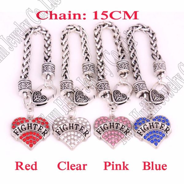 charm bracelets fighter awareness sign crystal heart silver plated with 15cm wheat chain lobster claw bracelet children's jewelry, Golden;silver
charm bracelets fighter awareness sign crystal heart silver plated with 15cm wheat chain lobster claw bracelet children's jewelry, Golden;silver