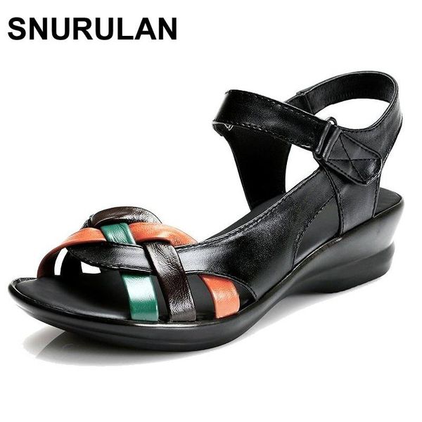 dress shoes snurulan summer women genuine leather sandals wedges open toe comfortable female mother plus size(35-42), Black
dress shoes snurulan summer women genuine leather sandals wedges open toe comfortable female mother plus size(35-42), Black