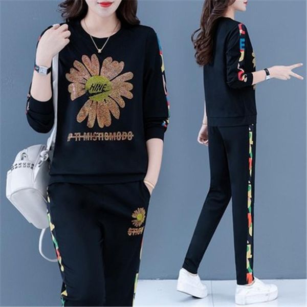 spring autumn large size ladies suit hedging stitching sweater elastic waist harem pants loose fashion women's clothing two piece, White
spring autumn large size ladies suit hedging stitching sweater elastic waist harem pants loose fashion women's clothing two piece, White
