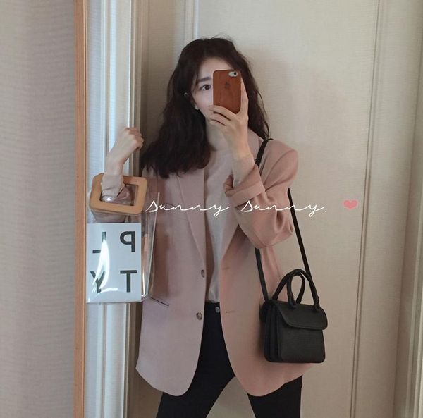 fy001 black casual blazer female loose wild spring and autumn new style., White;black
fy001 black casual blazer female loose wild spring and autumn new style., White;black