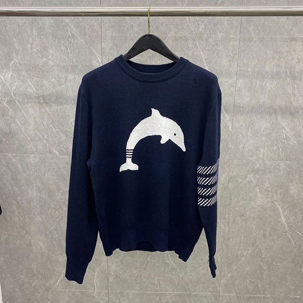 autumn winter tb dolphin pattern wool classic long sleeve round neck coat men's and women's sweater fashion, White
autumn winter tb dolphin pattern wool classic long sleeve round neck coat men's and women's sweater fashion, White