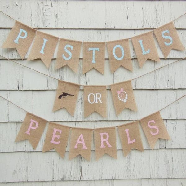 party decoration pistols or pearls burlap banner, gender reveal decor, banner,boy girl baby shower banner
party decoration pistols or pearls burlap banner, gender reveal decor, banner,boy girl baby shower banner