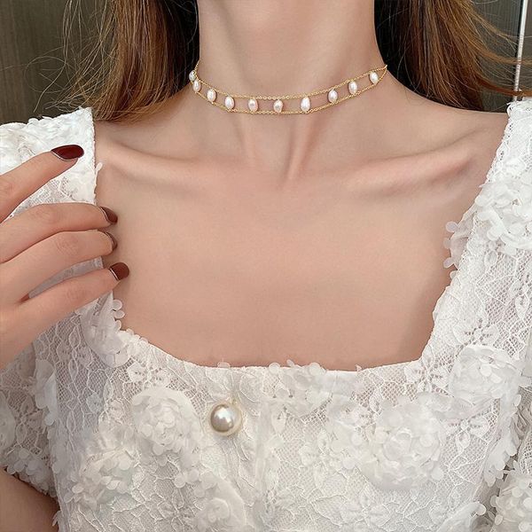 chokers double layer chain choker necklace women's stainless steel euramerican punk pearl necklaces for women jewelry gift, Golden;silver
chokers double layer chain choker necklace women's stainless steel euramerican punk pearl necklaces for women jewelry gift, Golden;silver