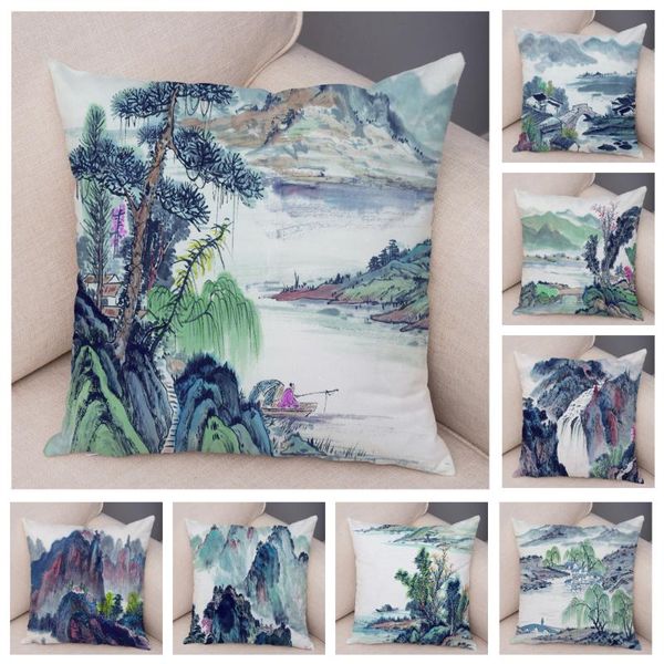 cushion/decorative pillow soft short plush chinese ink scenic cushion cover for sofa home decor green landscape printed pillowcase case 45*4
cushion/decorative pillow soft short plush chinese ink scenic cushion cover for sofa home decor green landscape printed pillowcase case 45*4